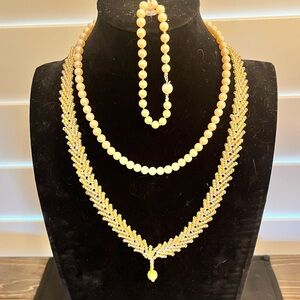 Vintage 1950-60’s Japan faux Pearls, Seed Beads & Vtg faux Pearl Bracelet SET